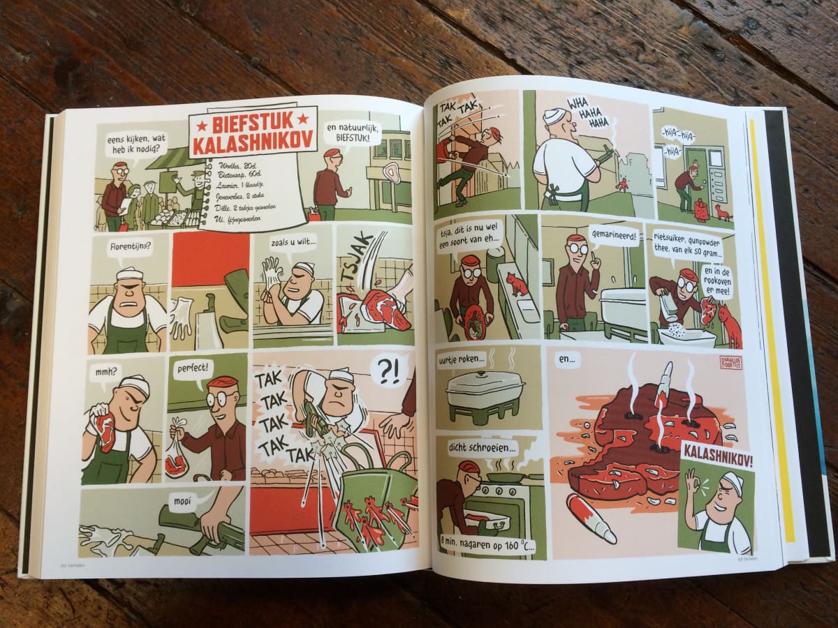 strip recept kookboek comic recipe cooking cookbook creative chef striptekenaar comic artist Ronald van der Heide Utrecht. Ronald is stripmaker, illustrator en maakt infographics.