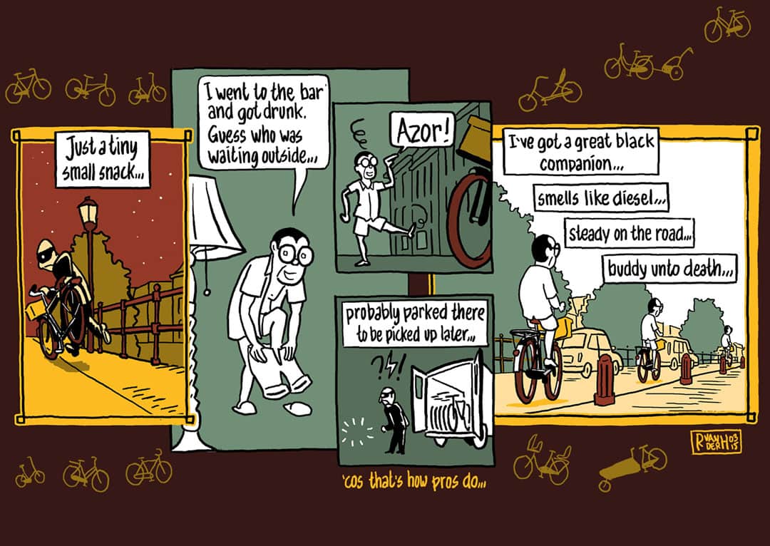 Stripverhaal over fietsen en blues muziek. Ronald van der Heide is striptekenaar en tekent de stijl van de klare lijn. Hij tekent strips en stripverhalen, educatieve strips, informatie strips, graphic novels. Gevestigd te Utrecht en lid van Inktpot.