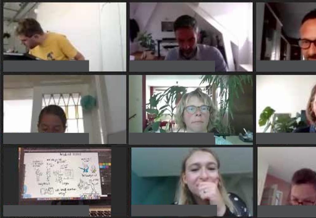 online live tekenen zoom goto-meetings teams Skype visueel verslag getekend terwijl de rest kijkt 